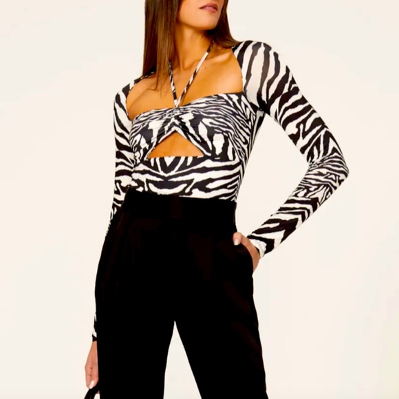 AFRM Adria Zebra Crop Top - Picture 1 of 5